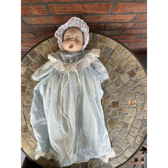 Porcelain Custom Doll Yawning Hand Made Bonnet Gown...